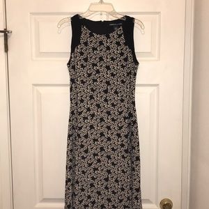 Flower patterned black and white dress